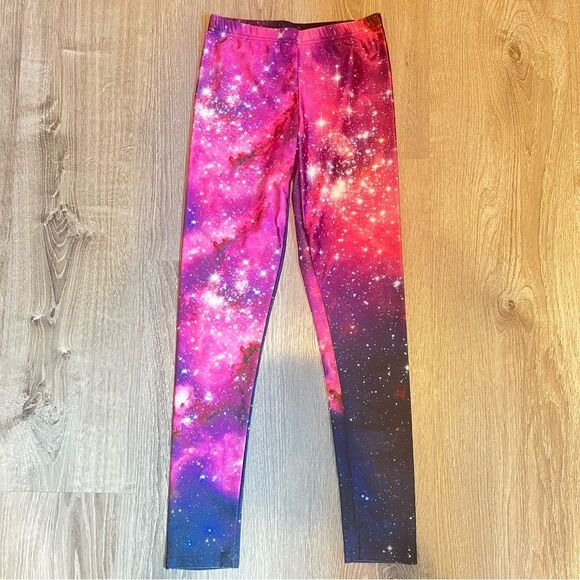 NEW Thinkgeek Black & Pink Galaxy Tie Dye Printed Leggings One Size - Picture 2 of 6